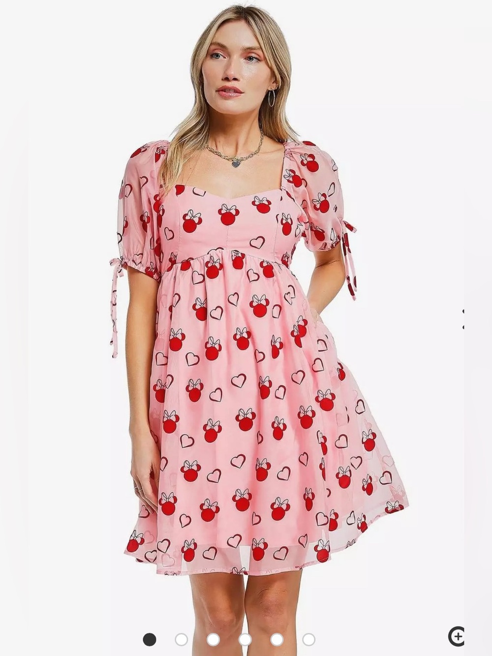 Disney Minnie Mouse Sweetheart Pink Puff-Sleeved Dress — BoxLunch Exclusive